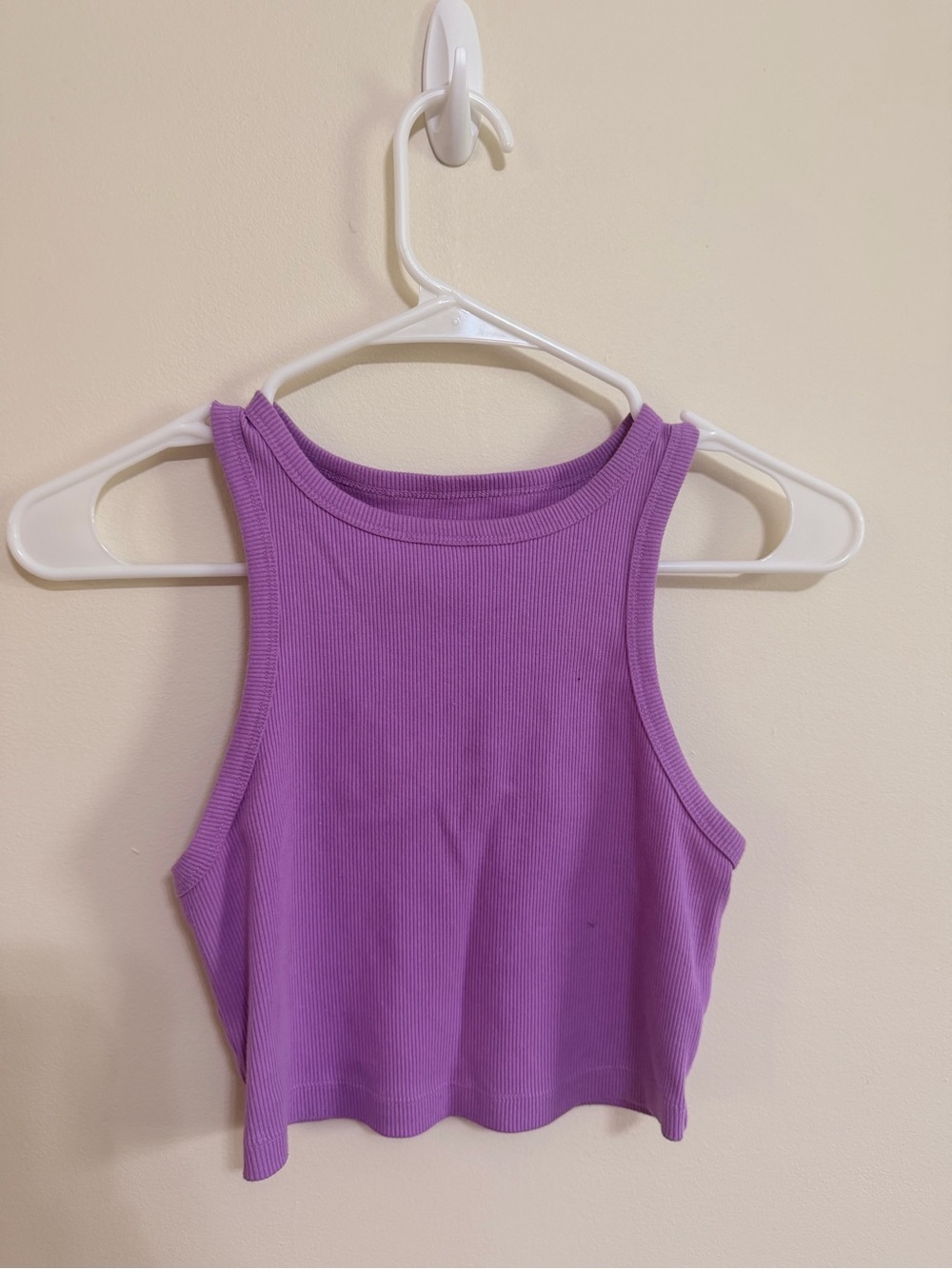 Purple Ribbed Crop Tank Top - Women